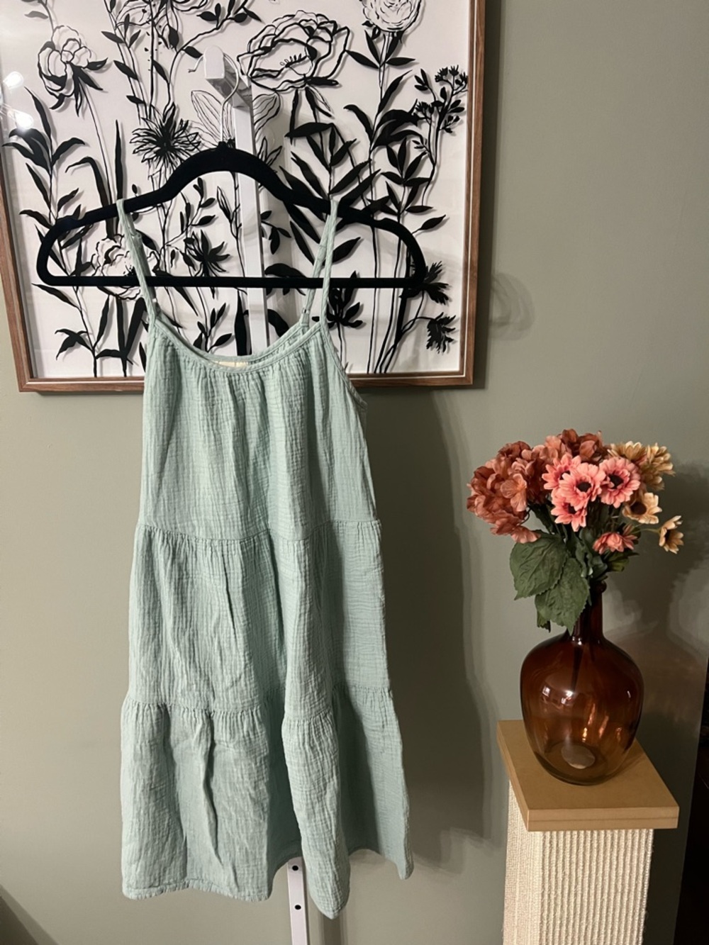 Universal Thread Mint Green Cotton Guaze Tiered Tank Sleeveless Dress Size S
